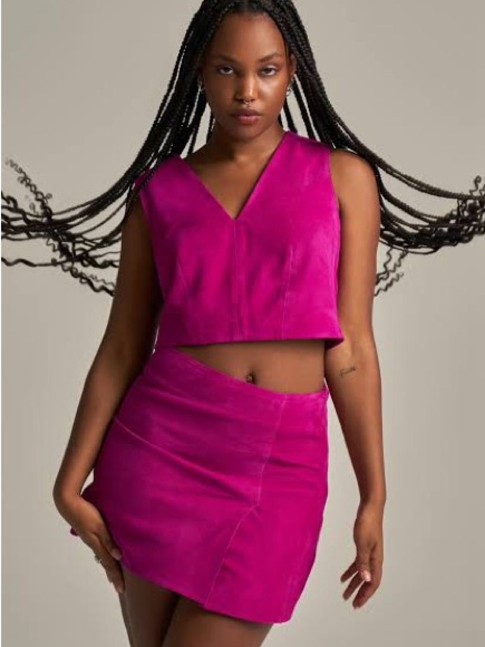 COS Bright Lilac Purple 100% Suede Set